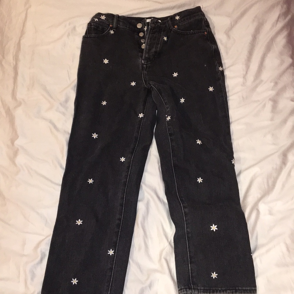 Black floral high waisted jeans pacsun size 25